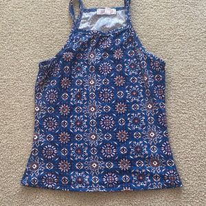 tribal print blue crop top